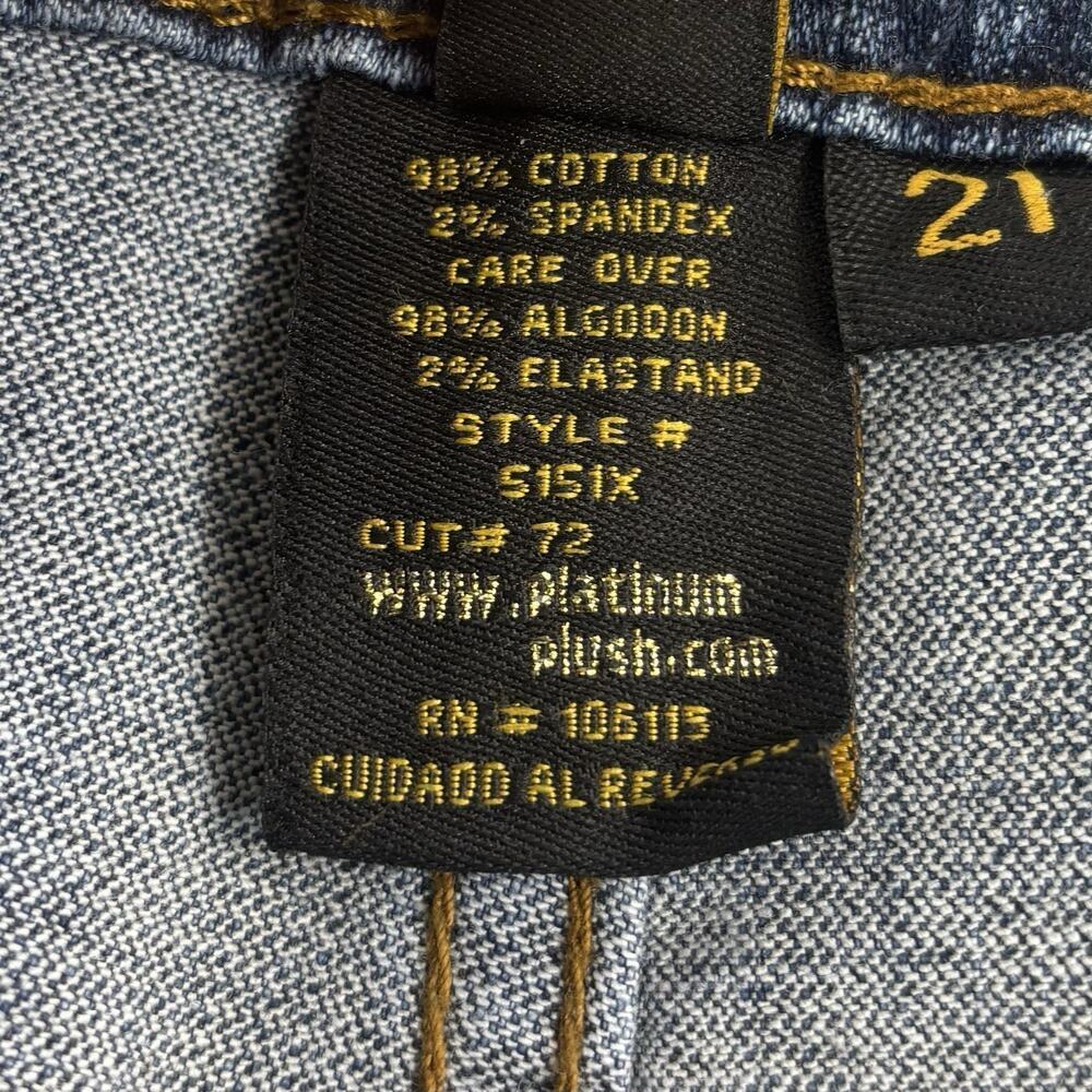Platinum Plush Jeans Pants Women's 21 Blue Wide Straight Leg Cropped Embellished - Picture 6 of 16